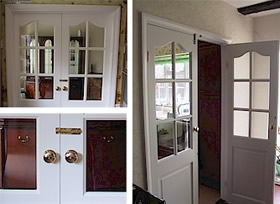 French doors painted in white