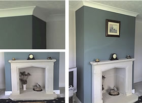 Fire breast wall painted green
