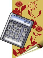 Graphic of a calculator and wallpaper
