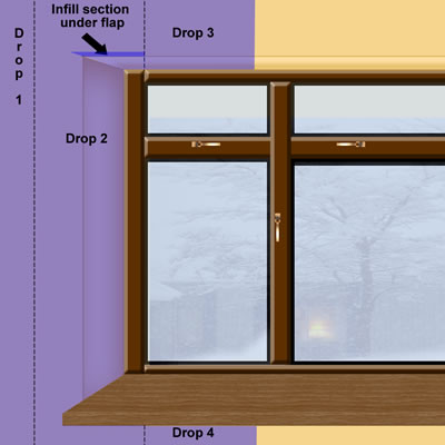 Graphic of wallpaper around reveal showing infill area filled in
